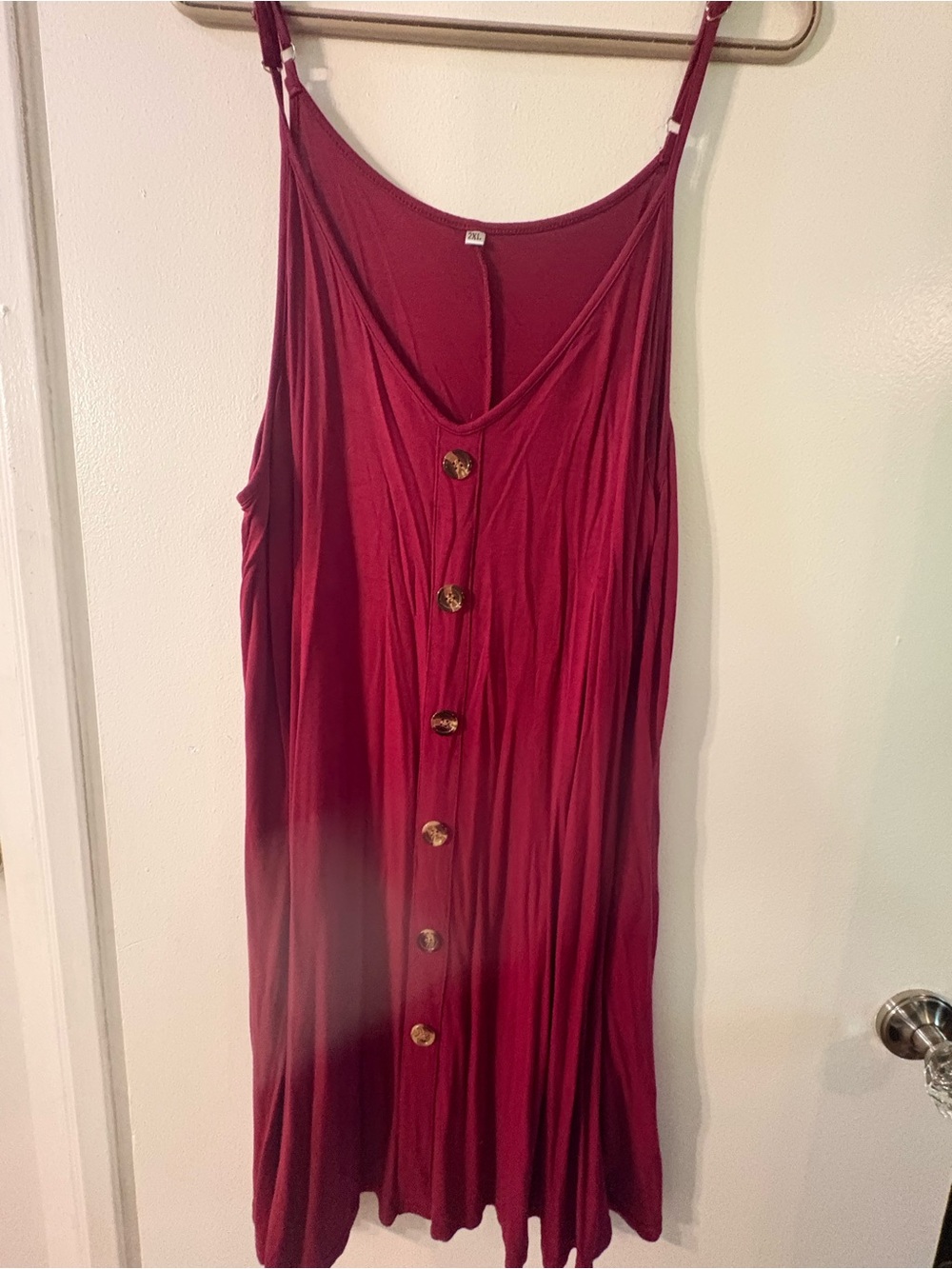 Sleeveless Burgundy Button-Front Midi Dress